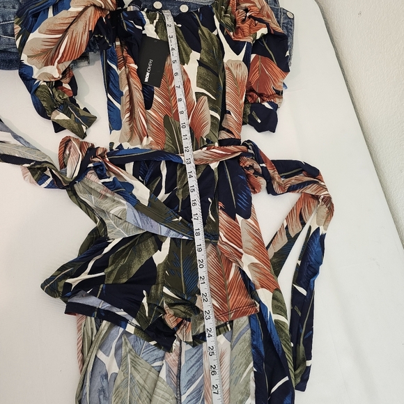 Fashion Nova Curve Night Moves Off-Shoulder Romper Maxi Dress Olive Combo Size L - Picture 14 of 16